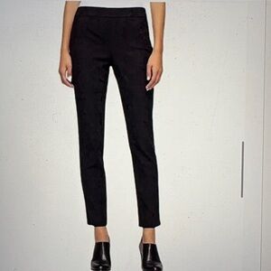 Eileen Fisher Stencil Stretch Black Jacquard Pants L